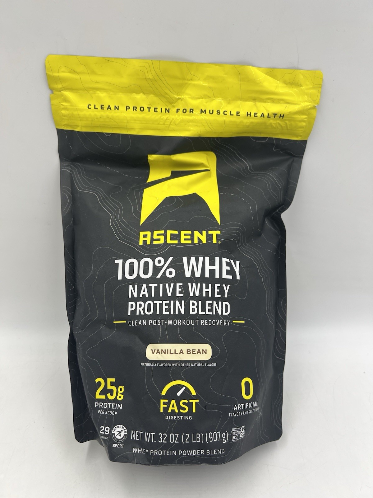 Ascent Native Fuel Whey Protein Powder, 32 oz - Vanilla Bean New & Sealed 8/27