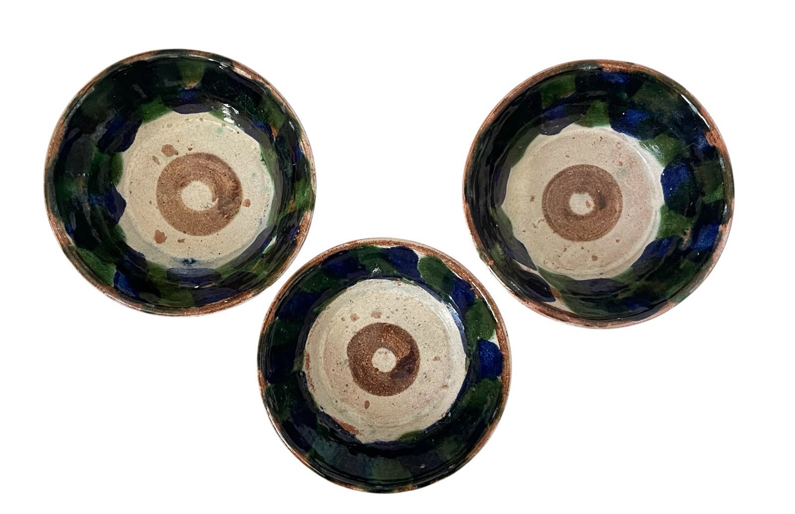 3 Rare Oaxacan Majolica Bowls 6” Red Ware Terracotta. Early 1900s. 3 Rare Oaxacan Majolica Bowls 6” Red Ware Terracotta. Early 1900s.