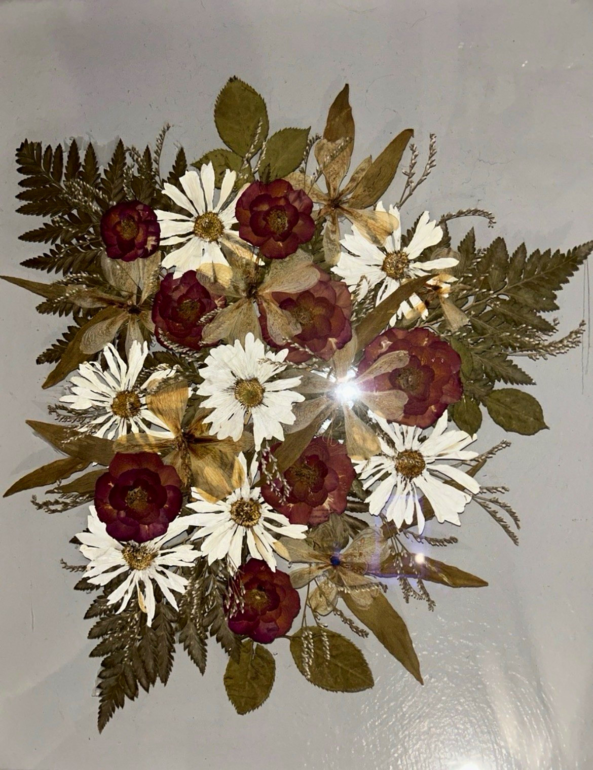 Framed Mixed Media Floral Collage Art with Dried Flowers & Leaves, Single Piece Framed Mixed Media Floral Collage Art with Dried Flowers & Leaves, Single Piece