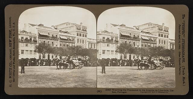 Lisbon Portugal 1907 Avenida da Liberdade Procession Stereoscopic Print