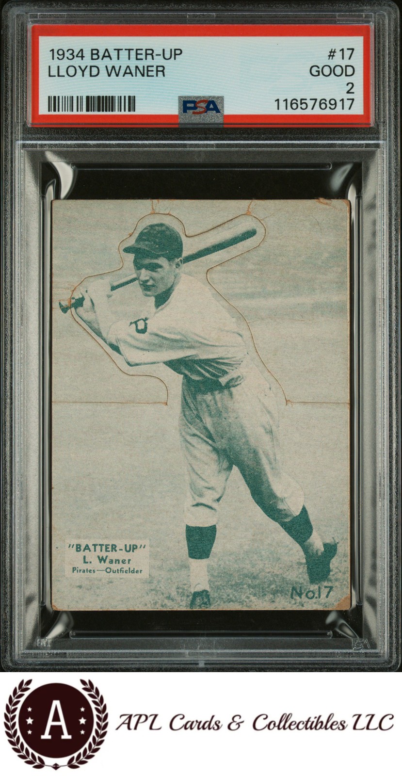 1934 Batter-Up Lloyd Waner #17 PSA 2 HOF
