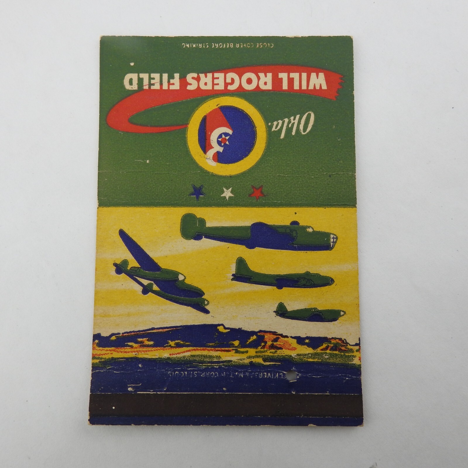 Vintage 1940's Military Matchbook Cover Will Rogers Field OK