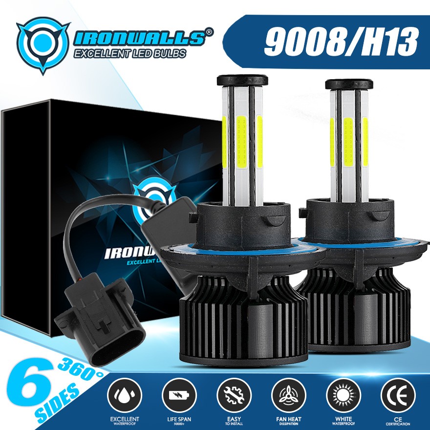 2026 6-sides H13 9008 LED Headlight High & Low Beam 6500K 2500000LM Super Bright