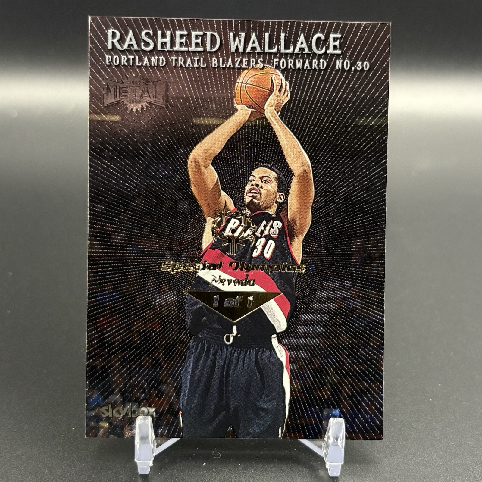 1999-00 Skybox Metal #97 Rasheed Wallace Foil Stamp Special Olympics Nevada 1/1 1999-00 Skybox Metal #97 Rasheed Wallace Foil Stamp Special Olympics Nevada 1/1