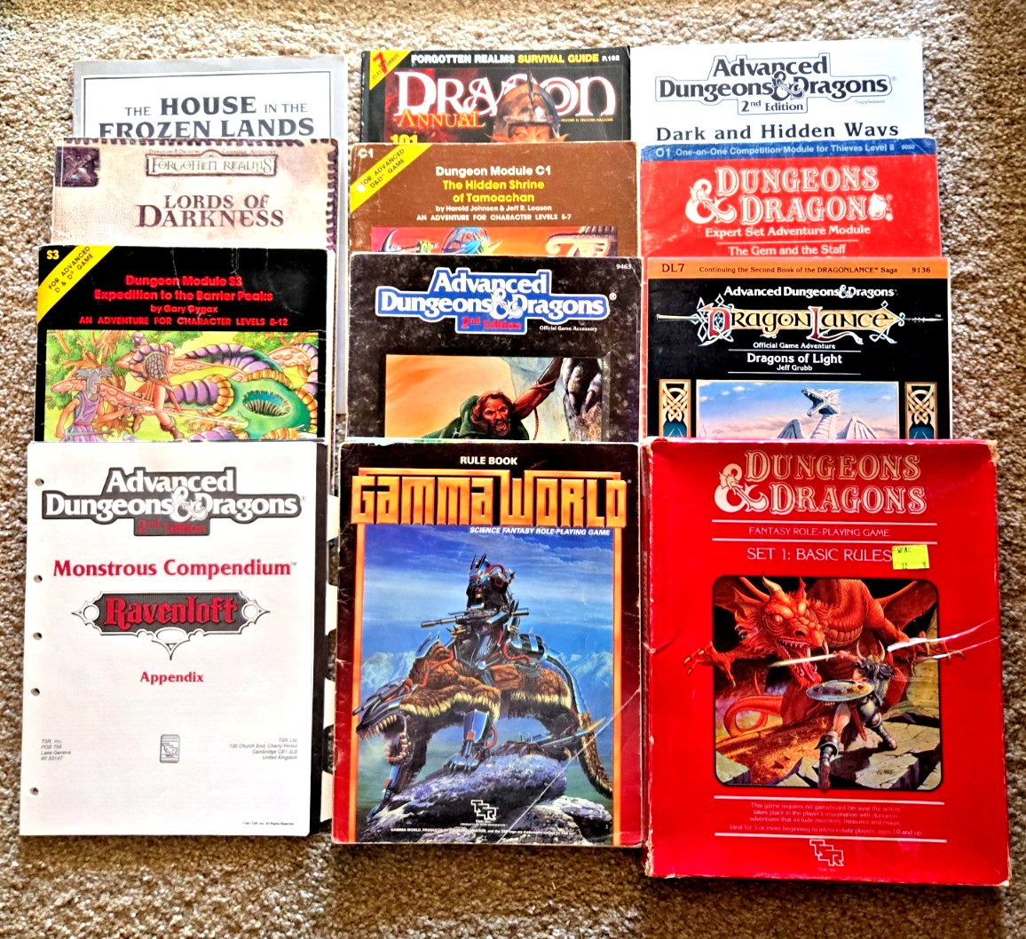 Dungeons & Dragons AD&D Lot Of Ten RPG\'S Gamma SF Screen Rules Vintage Rare+Free