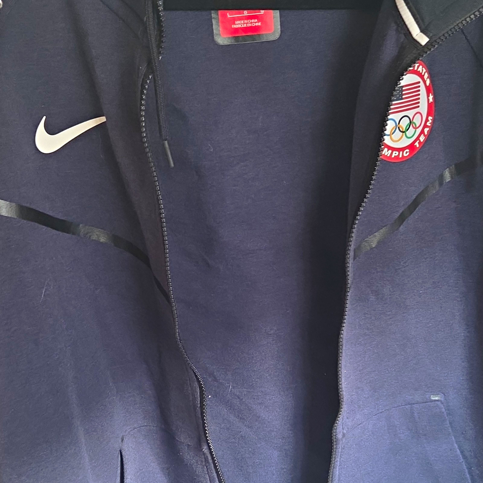 Nike USA Olympic Team Full-Zip Hooded Fleece Hoodie w/ Pockets Blue L
