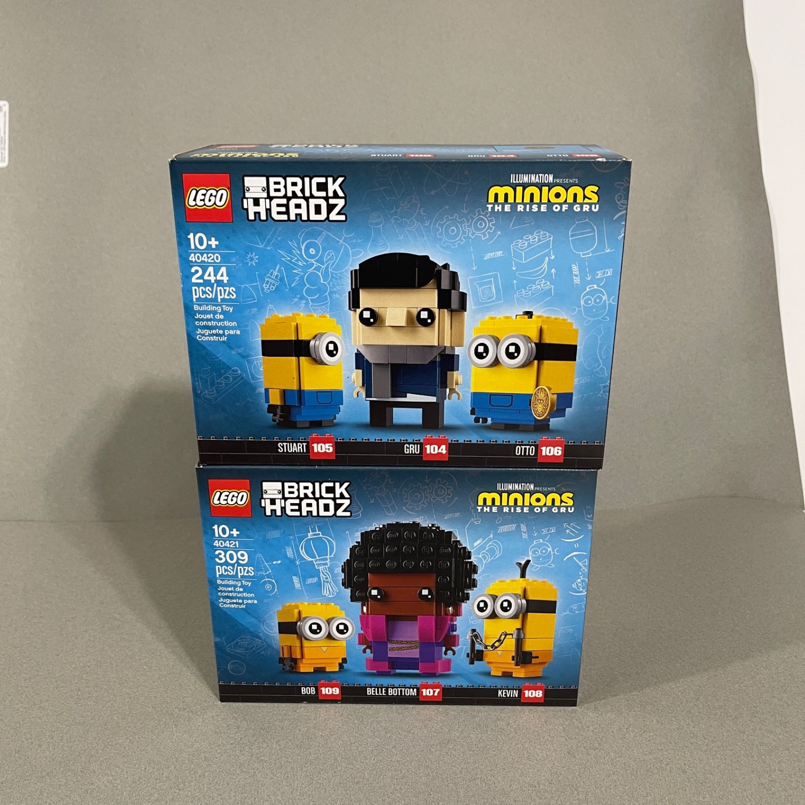 LEGO Brickheadz Lot Minions 40420 40421 Stuart Gru Otto Belle Bottom Kevin Bob