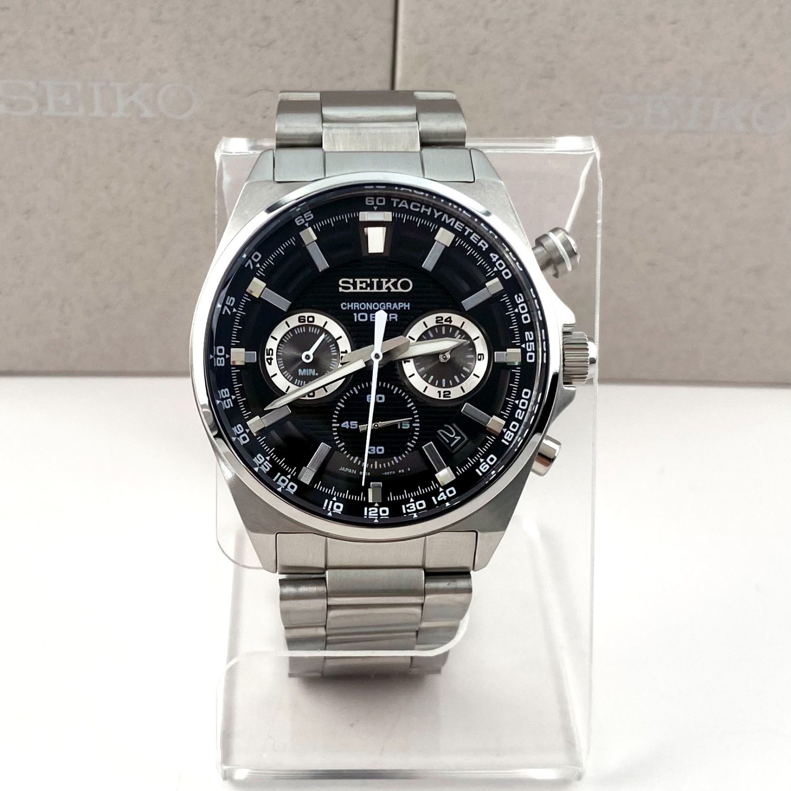 Seiko Essentials SSB397 41mm Black Dial Quartz Men\'s Watch Chronograph Watch