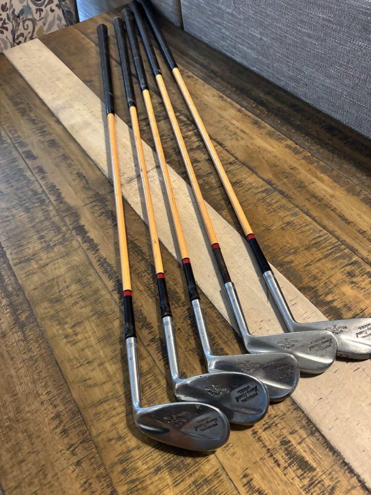 Vintage Faux Hickory Dunlop Henry Picard Gold Cup Iron Set 3, 4, 5, 8, 9 (1940)