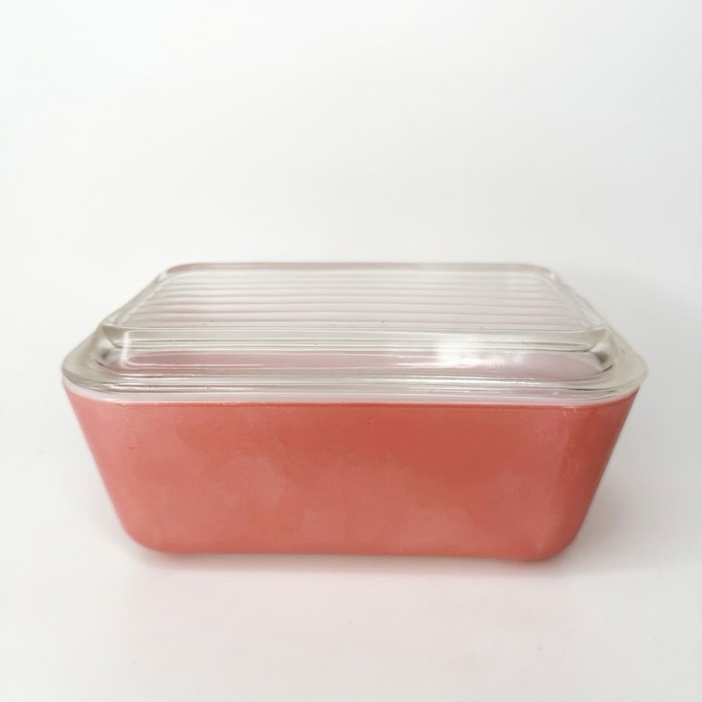 Vintage Pyrex Pink Flamingo 502 1.5 Pt Refrigerator Dish With Ribbed Lid Fridgie