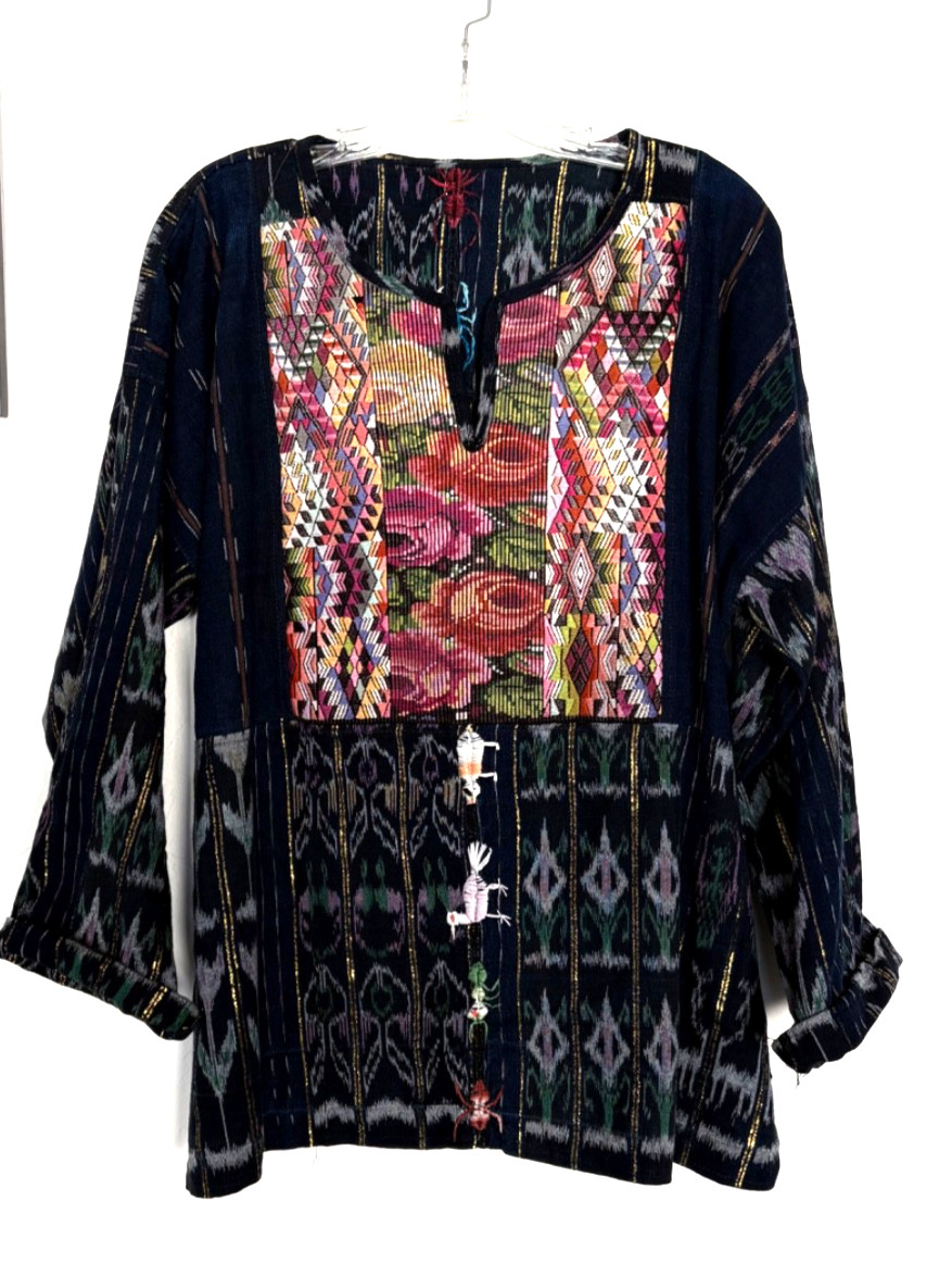 Vintage Guatemalan Huipil Top Handwoven Embroidered Indigenous Boho Ethnic