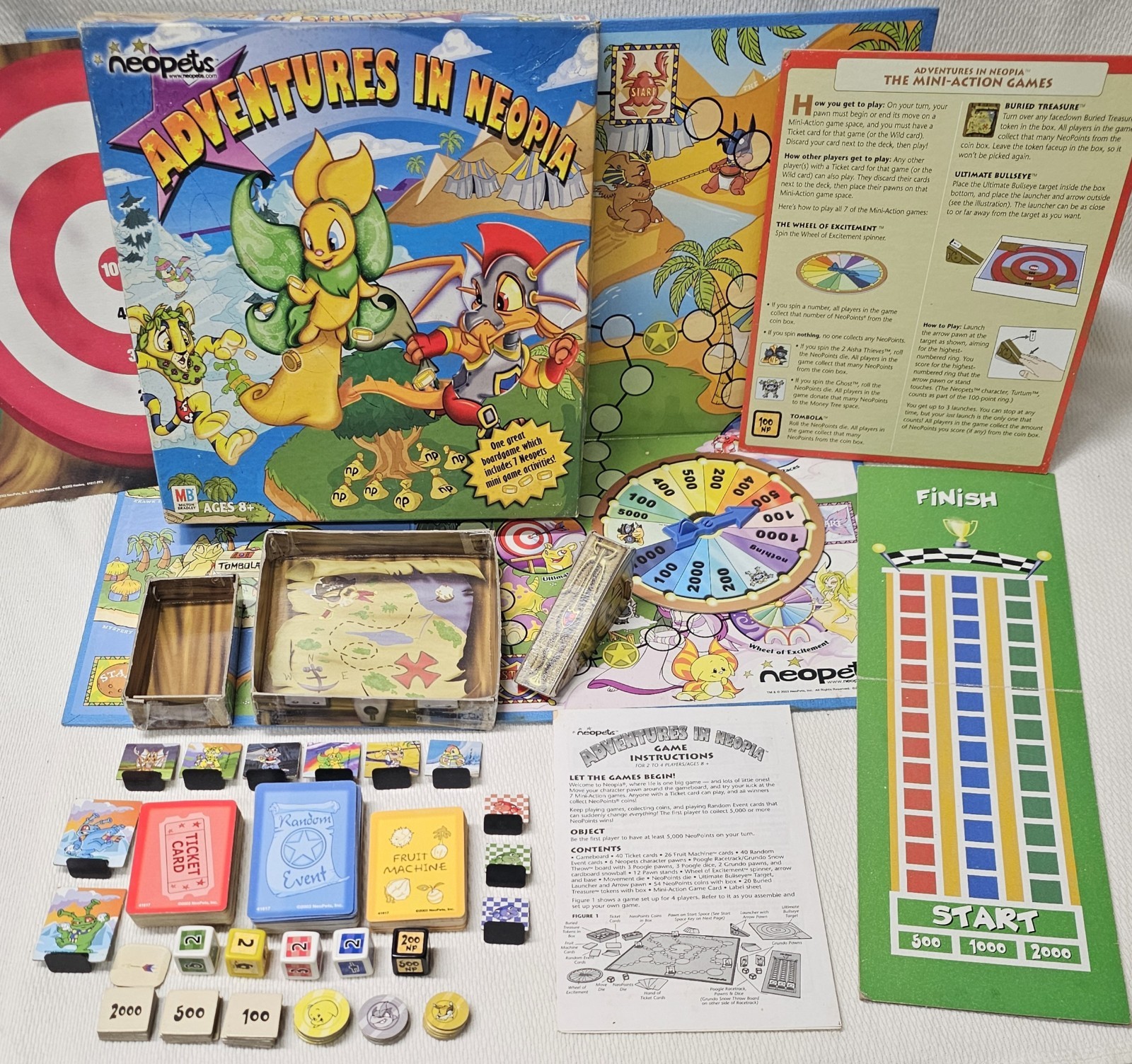 Vintage 2003 Neopets Adventures In Neopia MB Boardgame 7-in-1 Neopet Mini Games