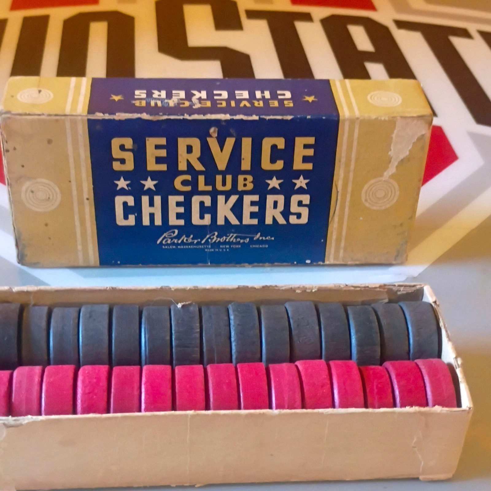 Parker Brothers Service Club Checkers Vintage Strategy Board Game 1940 2P