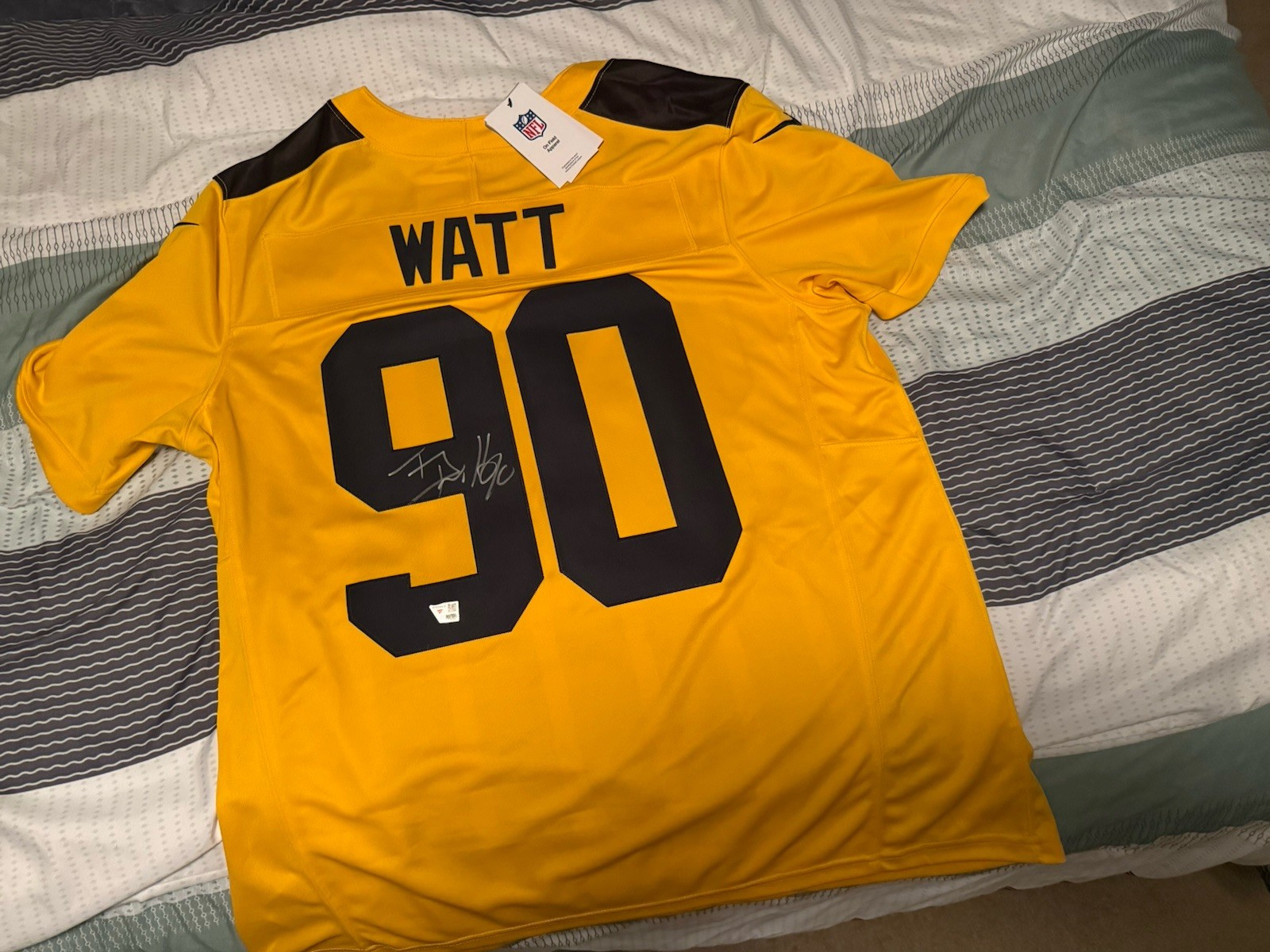 Fanatics Under Wraps TJ Watt Autographed Alternate Jersey  Number Inscription