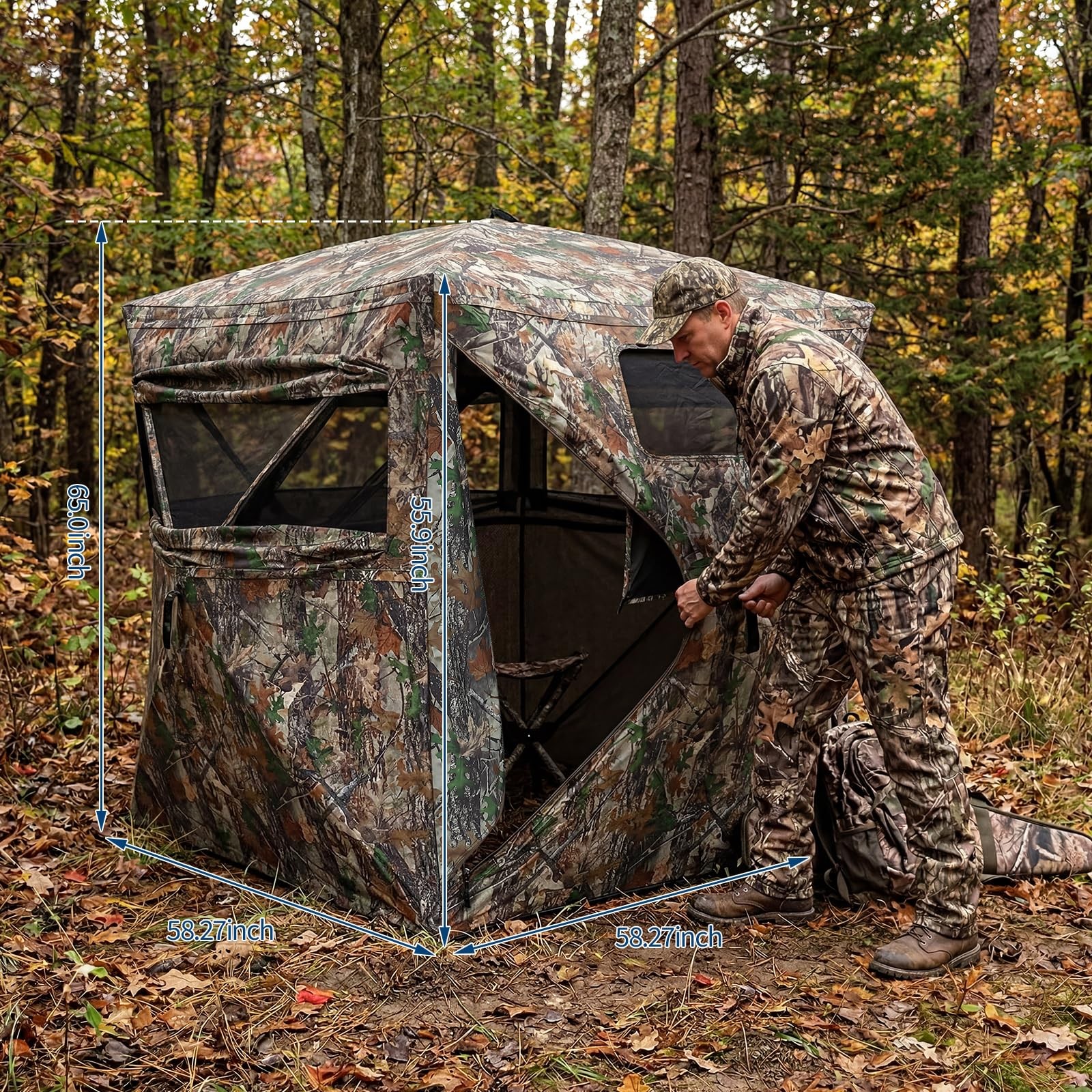 360°One Way See Portable Pop-Up Ground Hunting Blind Hunting Tent w/Carrying Bag 360°One Way See Portable Pop-Up Ground Hunting Blind Hunting Tent w/Carrying Bag