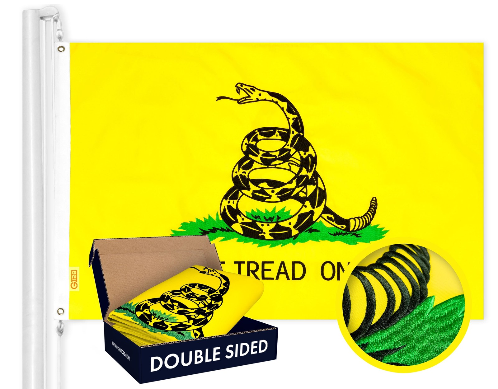 Heavy Duty Double Sided Embroidered Dont Tread on Me Gadsden Flag 3x5 ft, G128