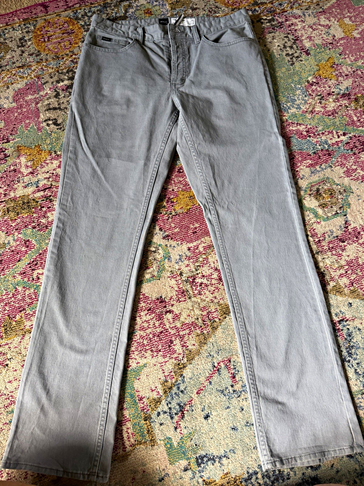 RVCA Stay RVCA Men’s Gray Slim Straight Flat Front Denim Pants 32 Pockets RVCA Stay RVCA Men’s Gray Slim Straight Flat Front Denim Pants 32 Pockets