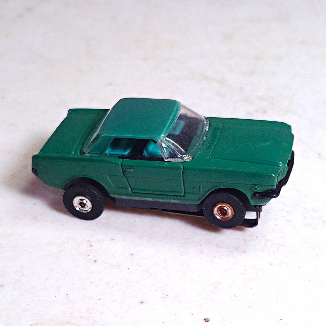HTF Aurora T-Jet HO Scale Slot Car,Olive Green Mustang Vintage Read Description