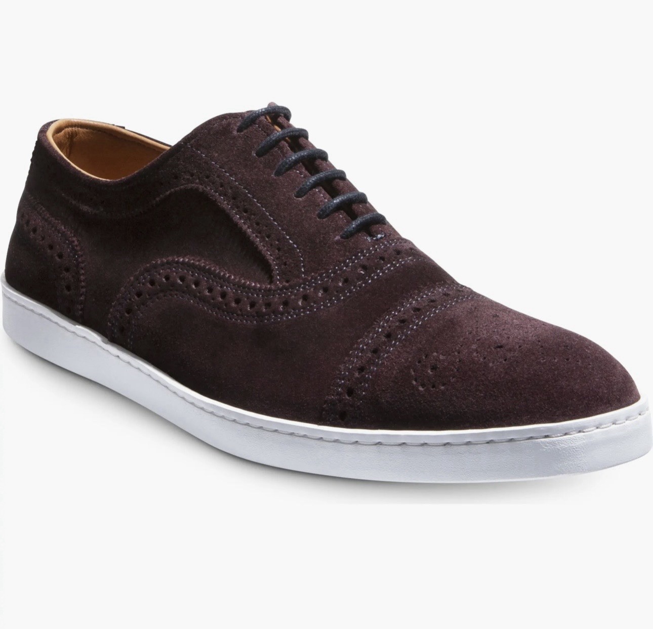Allen Edmonds Men\'s Strand Oxford Cap Toe Dress Sneakers Rum Suede New W/BOX Allen Edmonds Men\'s Strand Oxford Cap Toe Dress Sneakers Rum Suede New W/BOX