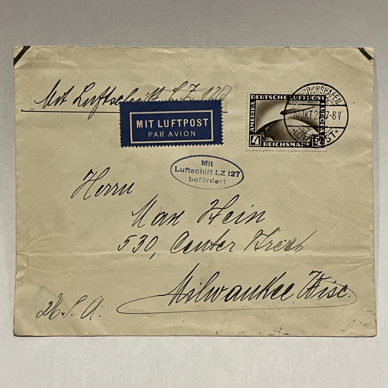 RARE 1928 GERMANY GRAF ZEPPELIN COVER #C37 \