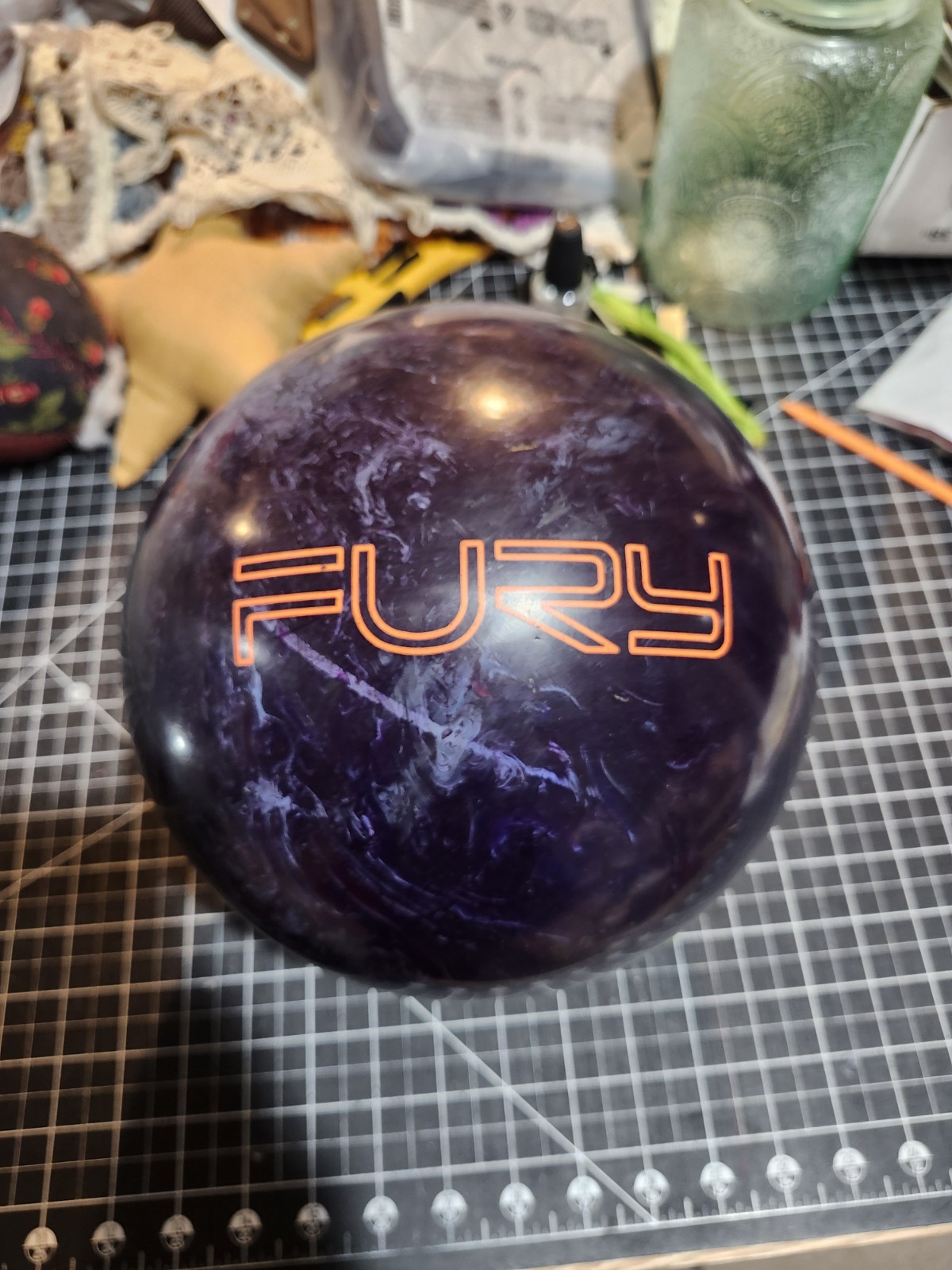 USED - 15lb Brunswick Fury, Single Drill, Plugged Thumb, Original USED - 15lb Brunswick Fury, Single Drill, Plugged Thumb, Original