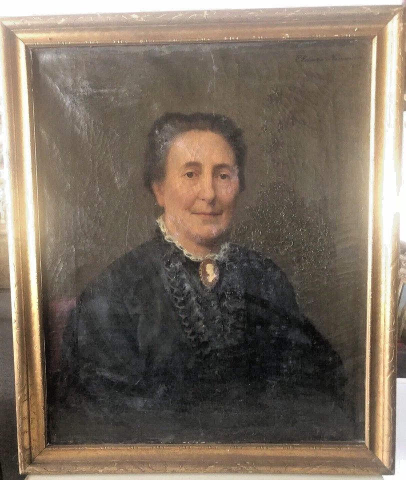 Antique Hand Painted Oil - Canvas Wood Frame By CLASINE CAROLINA FEDERICA NEUMAN Antique Hand Painted Oil - Canvas Wood Frame By CLASINE CAROLINA FEDERICA NEUMAN