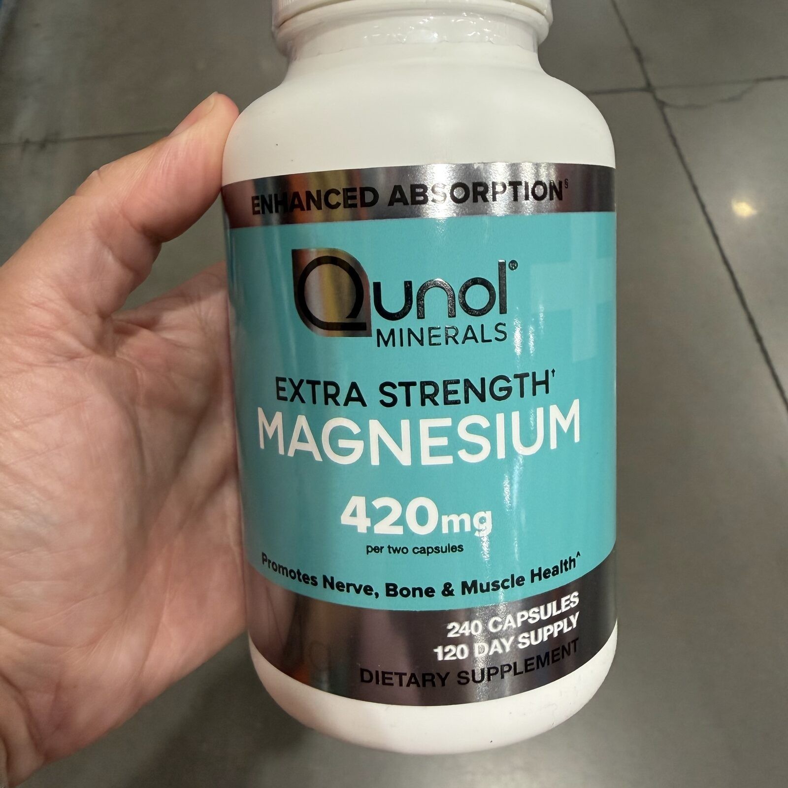 Qunol Extra Strength Magnesium Glycinate 420 mg 240 Capsules Enhanced Absorption