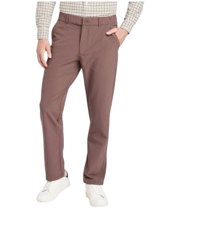 New ~ Goodfellow & Co sz M Men\'s Tech Brown Relaxed Trouser Pants Travel AA5