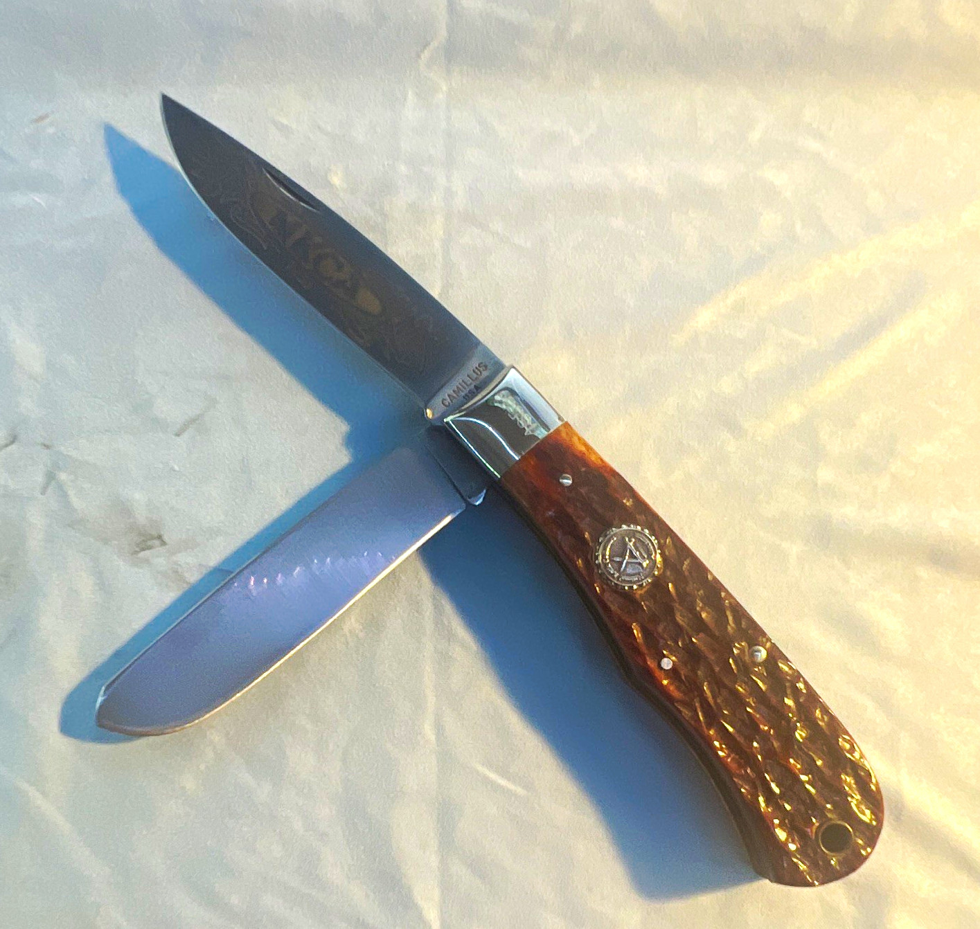 Camillus USA 1995 2-Blade Slipjoint Pocketknife Brown Handle Stainless Steel