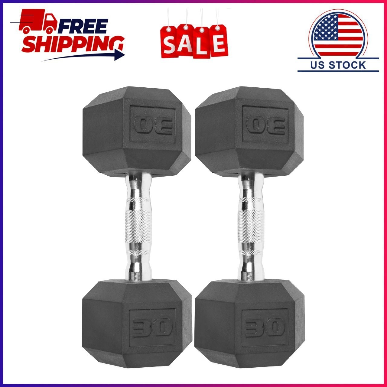 (2 pack) CAP Barbell Coated Hex Dumbbell, Single 30 lbs (2 pack) CAP Barbell Coated Hex Dumbbell, Single 30 lbs
