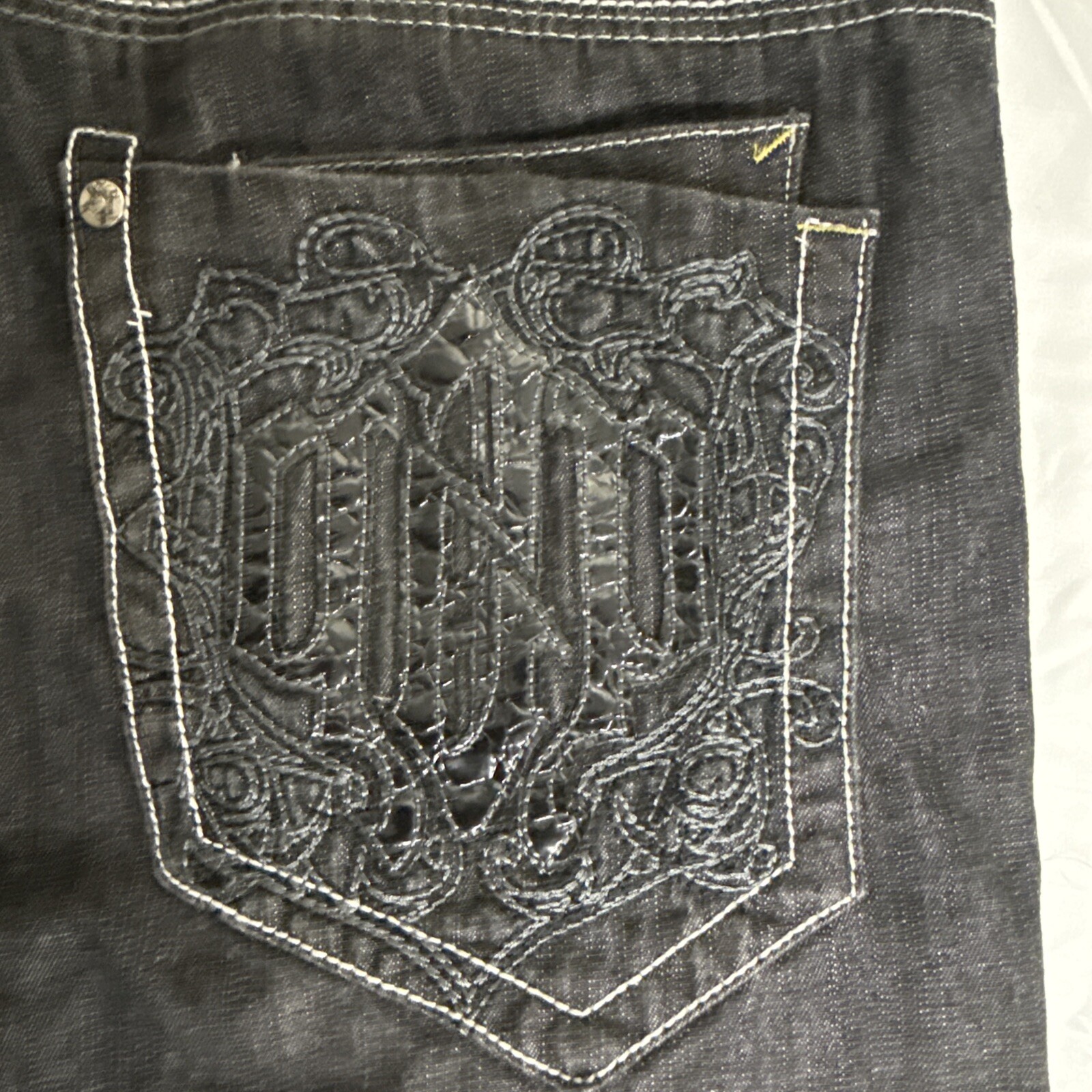 RARE Y2K Southpole Premium Embroidered Jeans Mens 38 Black Baggy Skater Y2k NWOT