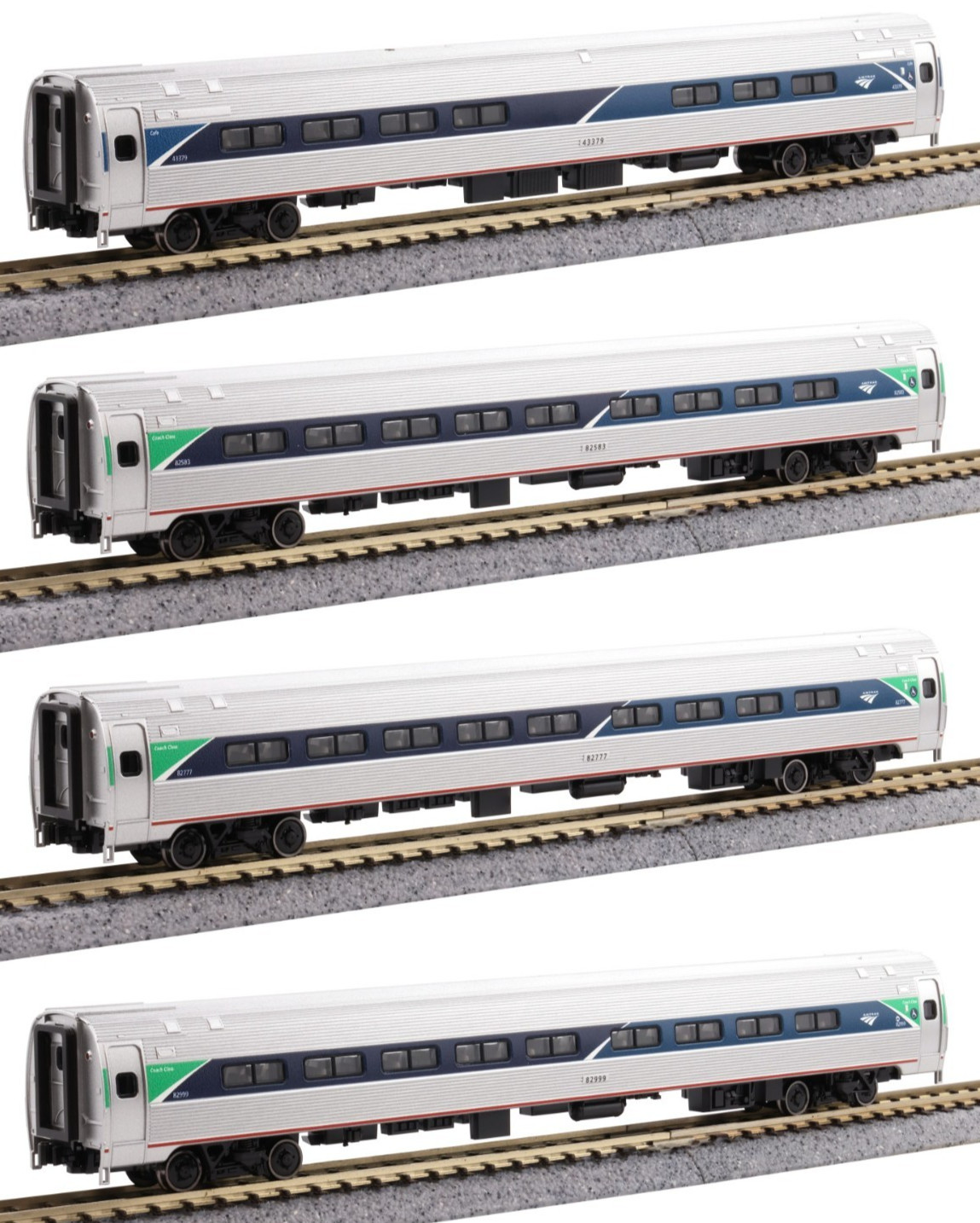 KATO 1068021 N SCALE Amfleet I 4 Car Bookcase Set Phase VII 106-8021