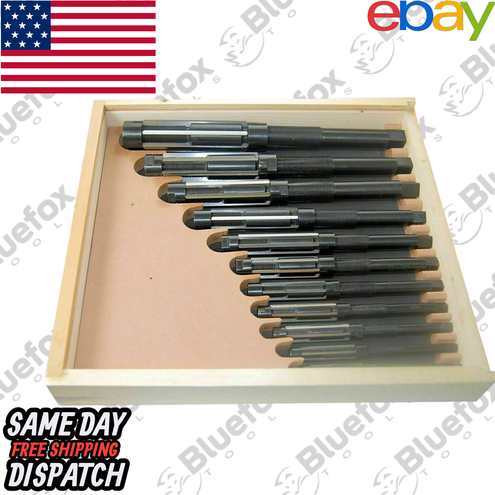 11 Pieces Adjustable Hand Reamer Set H4-H14 Size 15/32\