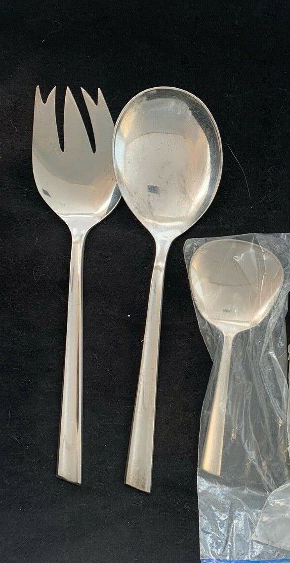 STIEFF PERSONNA STERLING FLATWARE SALAD SET &  BONBON   SUPER  MODERNISTIC  LOOK