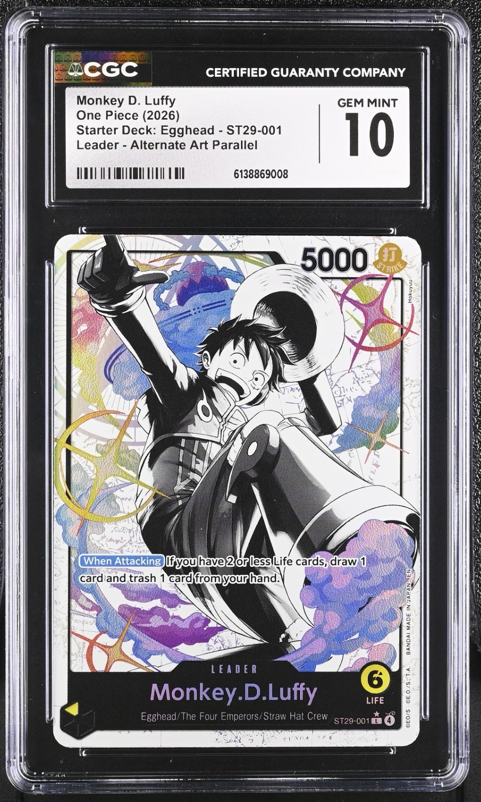 Monkey D Luffy ST29-001 CGC 10 One Piece ENGLISH Alt Art Egghead