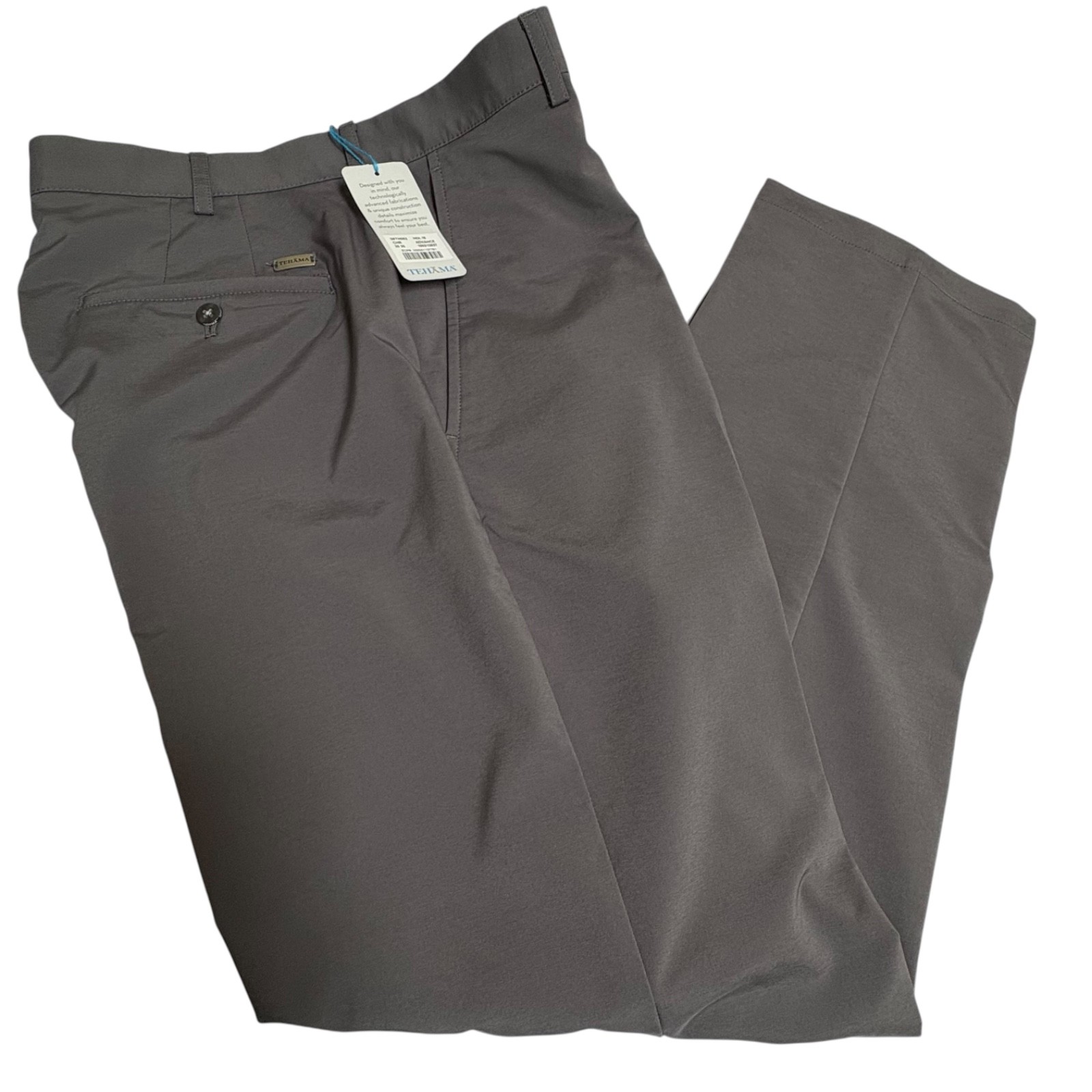 Tehama Men’s Performance Golf Pants 30x30 Charcoal Gray Stretch Flat Front NWT