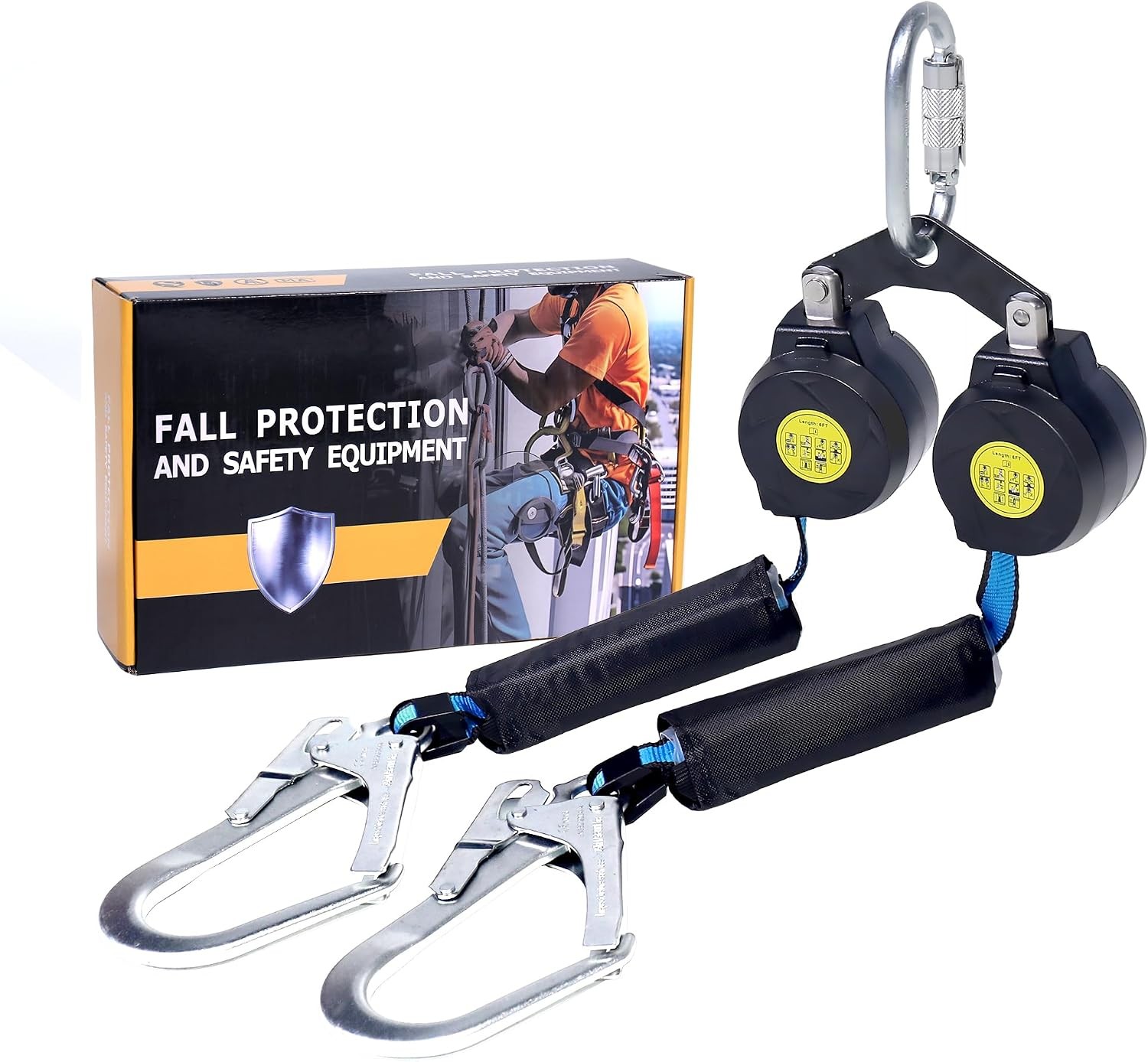 6 FT Dual Leg Self-Retracting Lifeline Web Lanyard Retractable, 2.36 inch Gate 6 FT Dual Leg Self-Retracting Lifeline Web Lanyard Retractable, 2.36 inch Gate