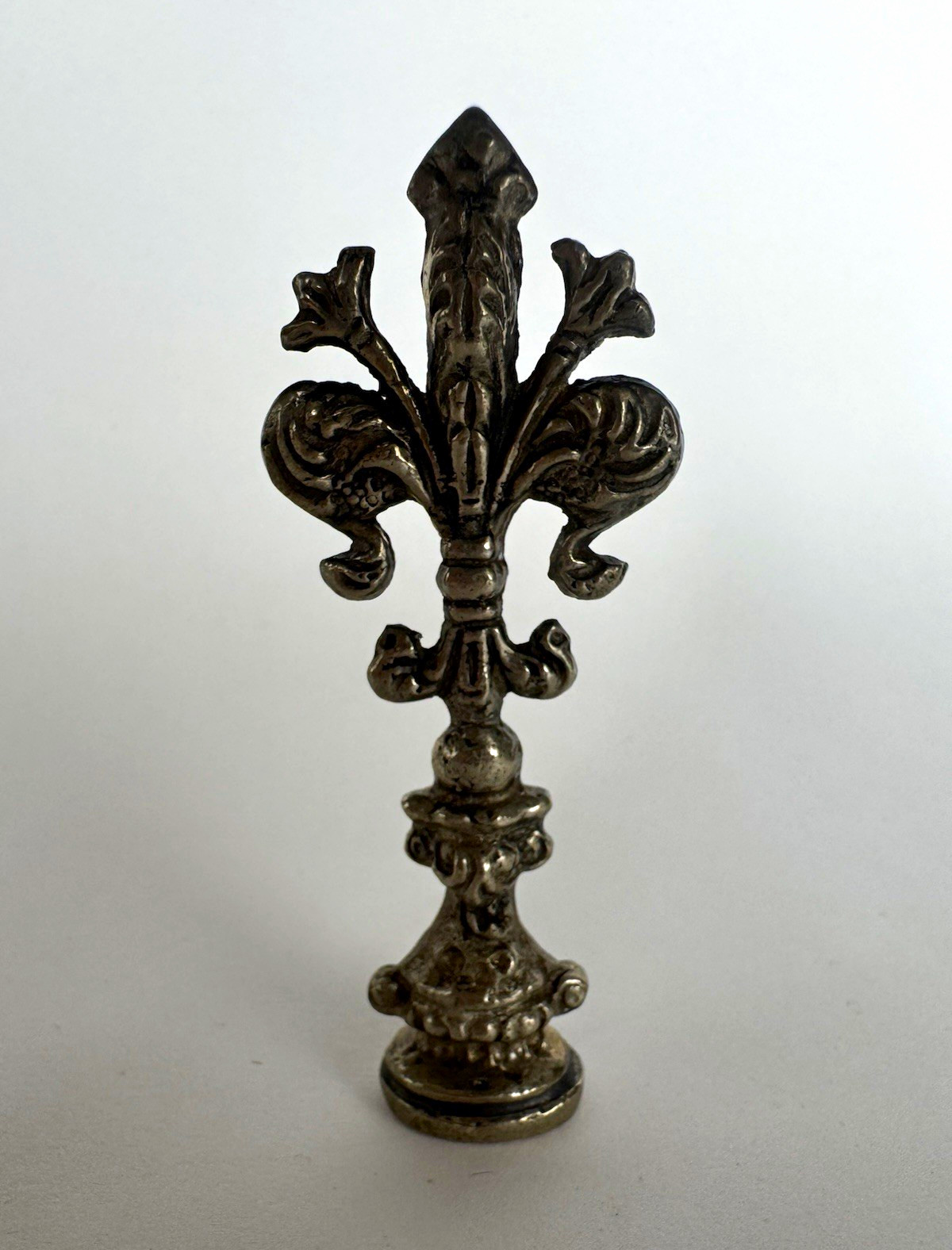 Vintage Italian Heavy Metal Fleur-de-Lis Crest Wax Seal Stamp 3.25