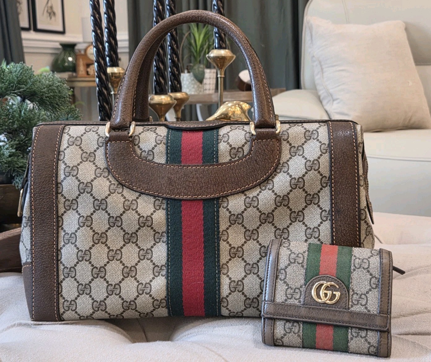 🔥Vintage 80s Gucci GG Supreme Doctors Bag Web Stripe Modern Ophidia Wallet Set