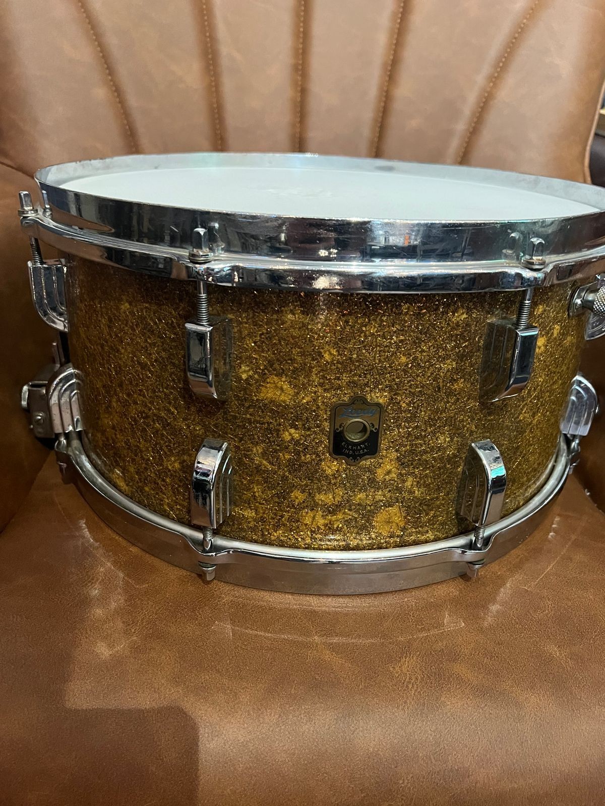 RARE Leedy Broadway Parallel 1940s - Gold Sparkle 14x7 Snare RARE Leedy Broadway Parallel 1940s - Gold Sparkle 14x7 Snare