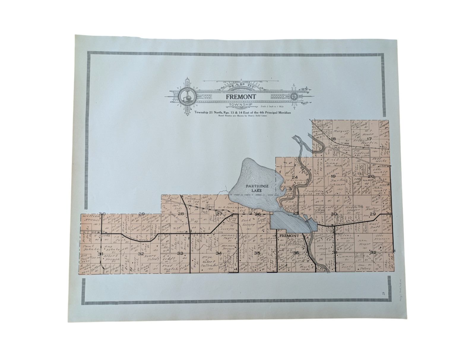 Vintage 1912 Atlas Plat Map ~ Fremont Township Waupaca County Wisconsin #47