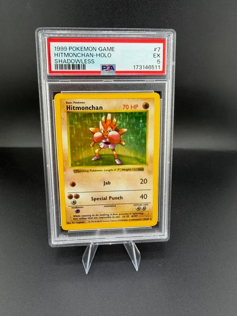 1999 Wizards Pokémon Game Shadowless Holo Hitmonchan #7 PSA EX 5 1999 Wizards Pokémon Game Shadowless Holo Hitmonchan #7 PSA EX 5