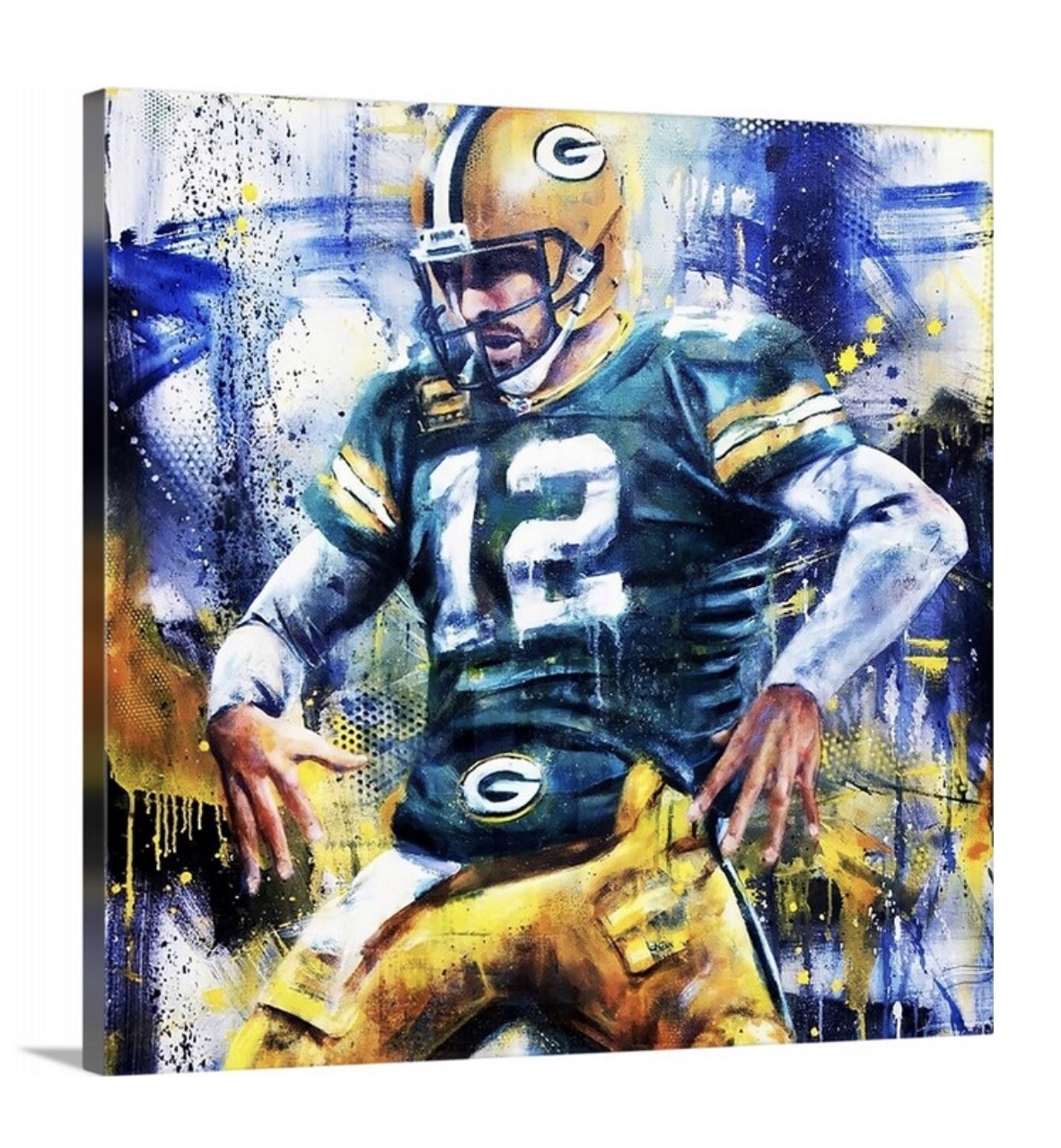 Aaron Rodgers Green Bay Packers Canvas 20x20 Football Quarterback
