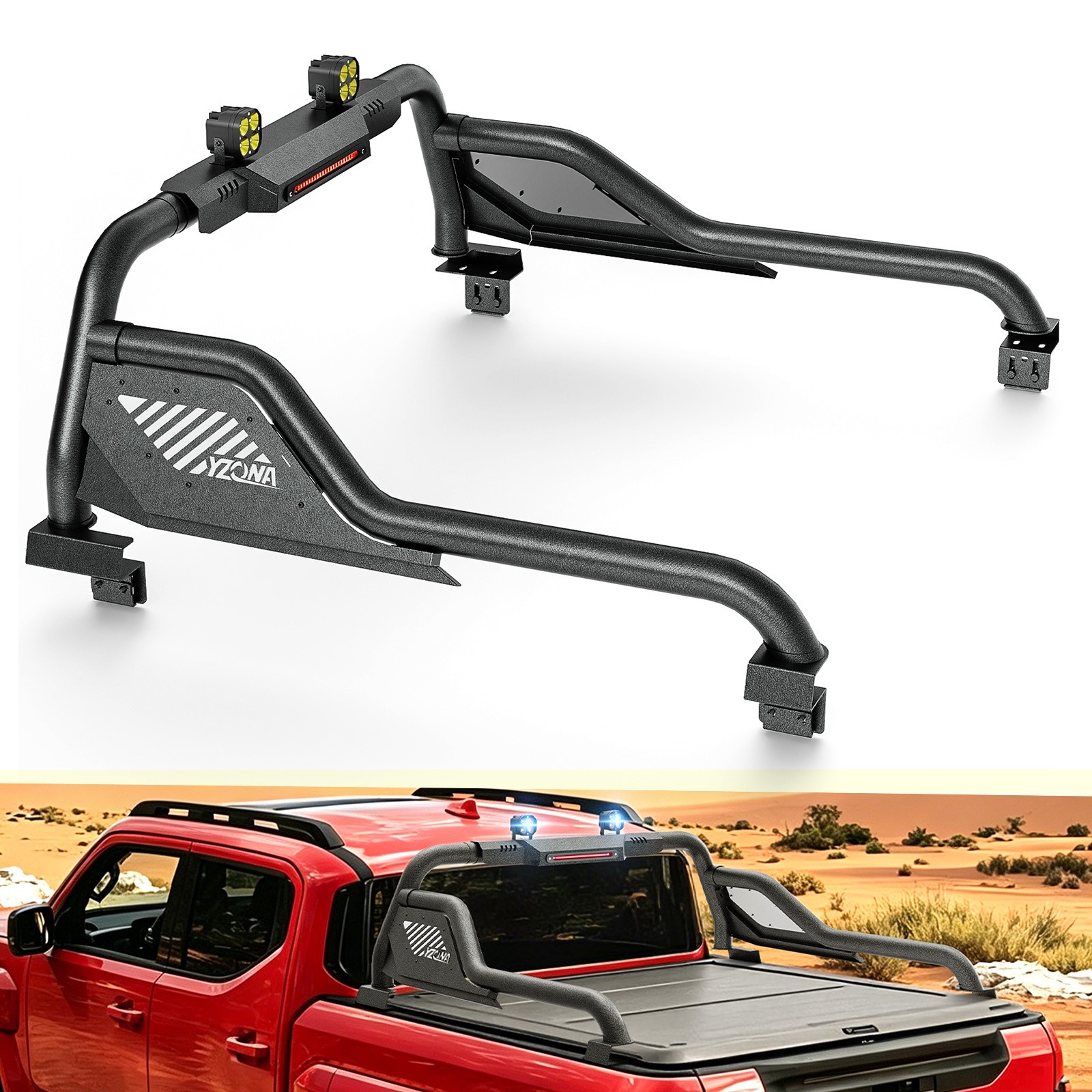 YZONA Adjustable 54\'\'-60\'\' Truck Sport Roll Bar For Frontier/Ranger W/LED Lights YZONA Adjustable 54\'\'-60\'\' Truck Sport Roll Bar For Frontier/Ranger W/LED Lights