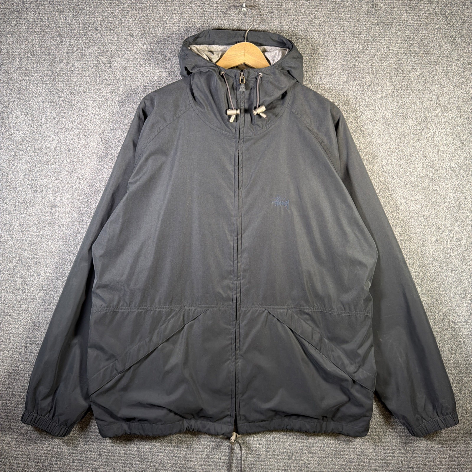 Vintage Stussy Jacket Adult 2XL 90s Black Burley Gear Hooded Archive Lined RARE Vintage Stussy Jacket Adult 2XL 90s Black Burley Gear Hooded Archive Lined RARE