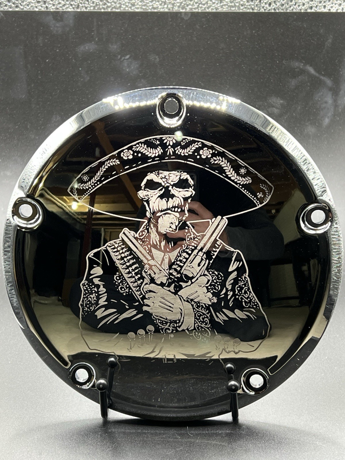 Harley Skull Sombrero Chrome Derby Cover 2016-current Touring Fitment Only Harley Skull Sombrero Chrome Derby Cover 2016-current Touring Fitment Only
