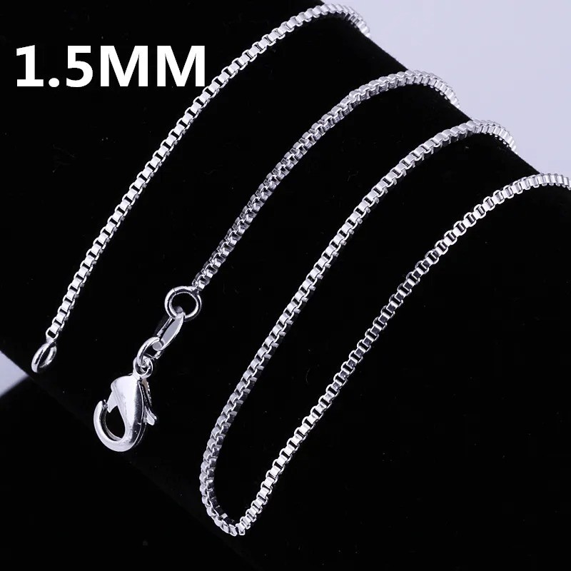 925 Sterling Silver Necklace 16/18/20/22/24 inches fine 1.5mm Box chain 925 Sterling Silver Necklace 16/18/20/22/24 inches fine 1.5mm Box chain