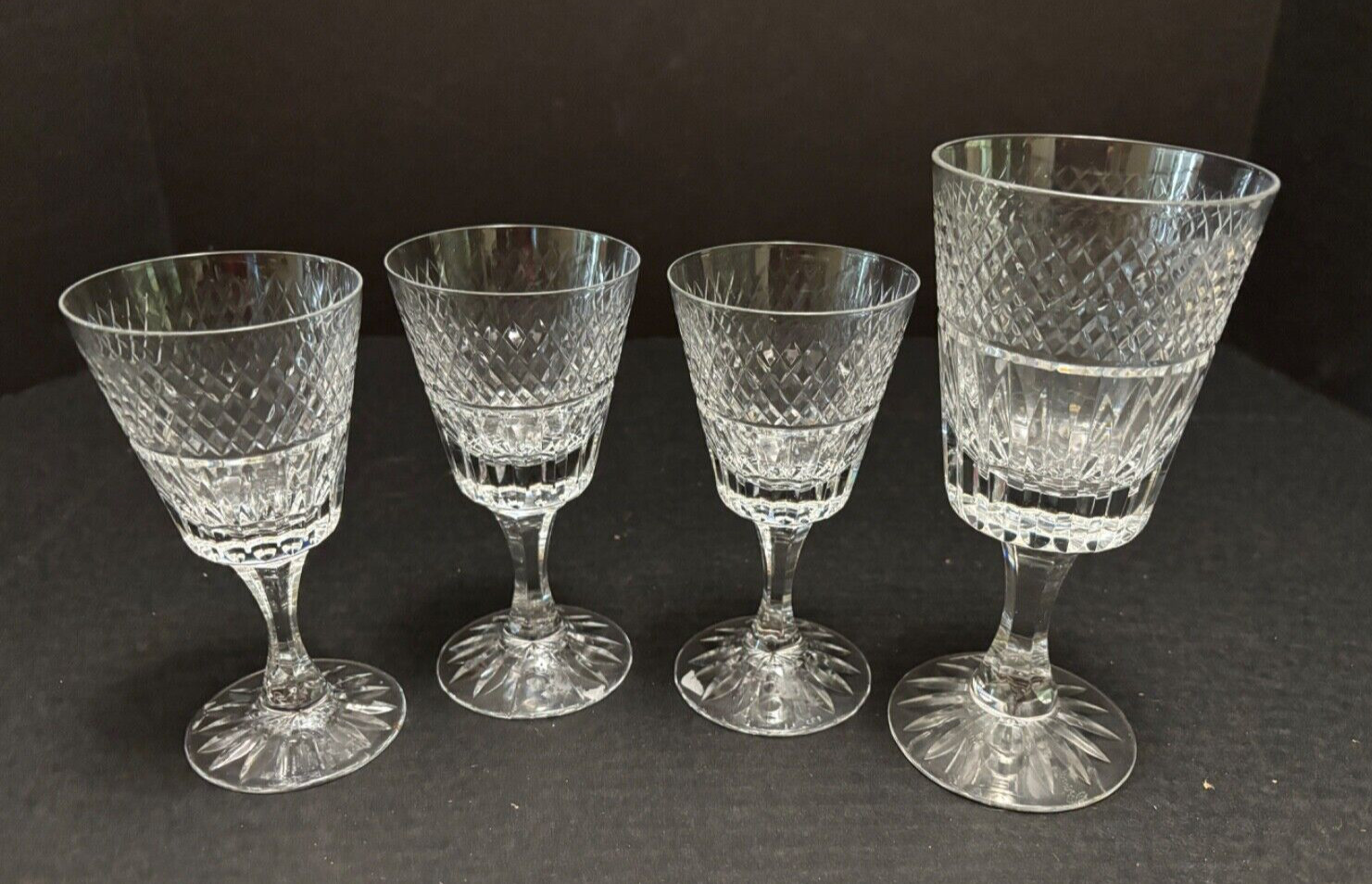 4 STRATFORD by Royal Brierley Crystal Goblets 1 Water 3 Wine Vintage Retired Exc