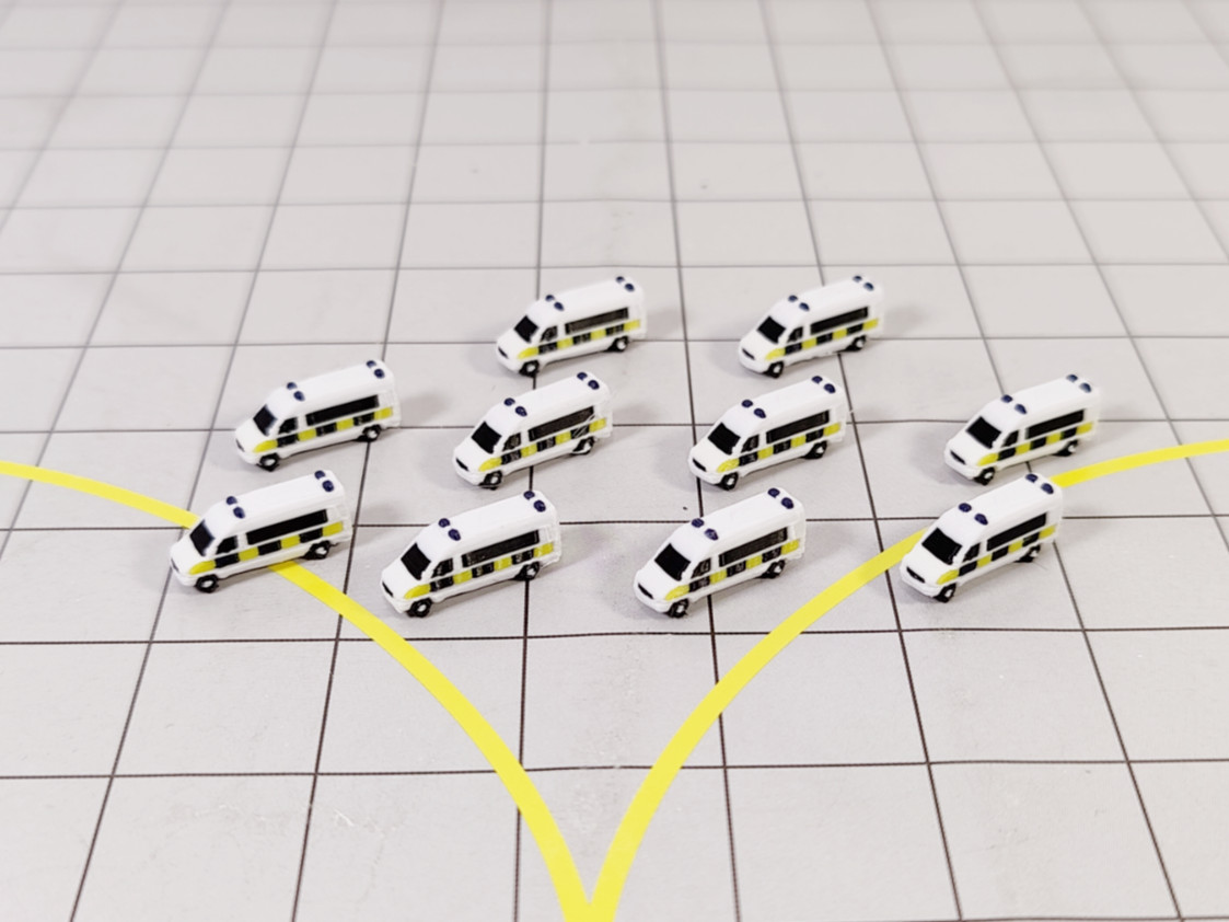 10x POLICE VANS/MINIBUS Emergency Airport GSE 1:400 Scale Diorama Vehicles