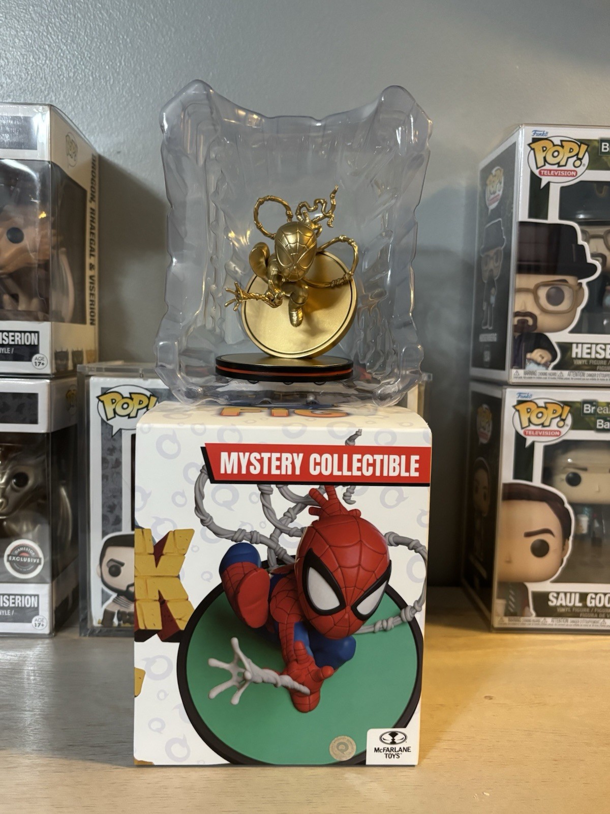 McFarlane Q-Fig Qmx Quantum Mechanix Marvel Spider-Man Metallic Gold ULTRA RARE